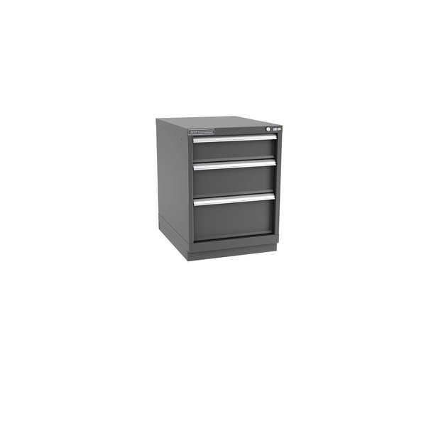 Champion Tool Storage Modular Drawer Cabinet, 3 Drawer, Dark Gray, Steel, 22 in W x 28-1/2 in D x 30 in H N12000301ILCFTB-DG